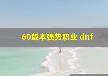 60版本强势职业 dnf